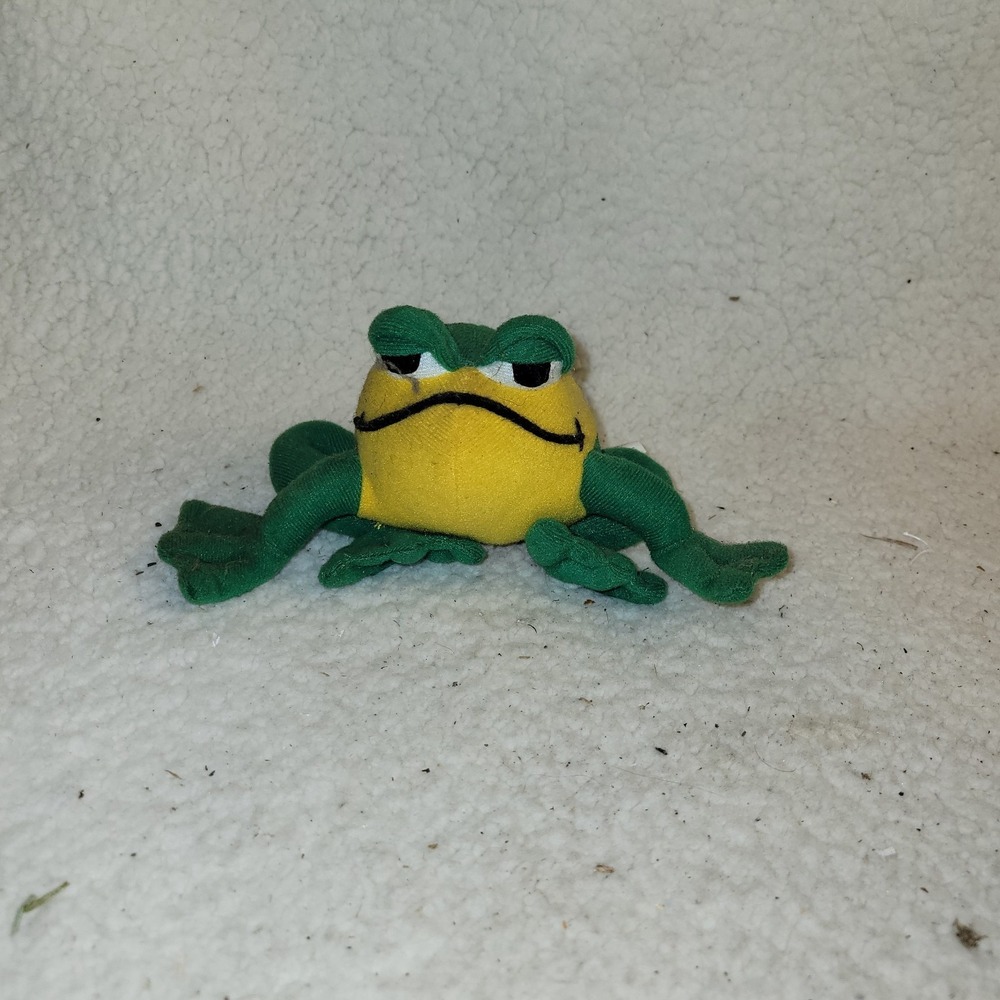 Play By Play Frog Plush Green Yellow Stuffed Animal‎ 4" x 7"